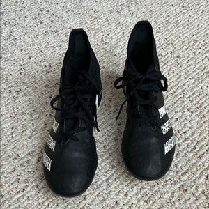 adidas Kids Black Soccer Cleats with White Stripes